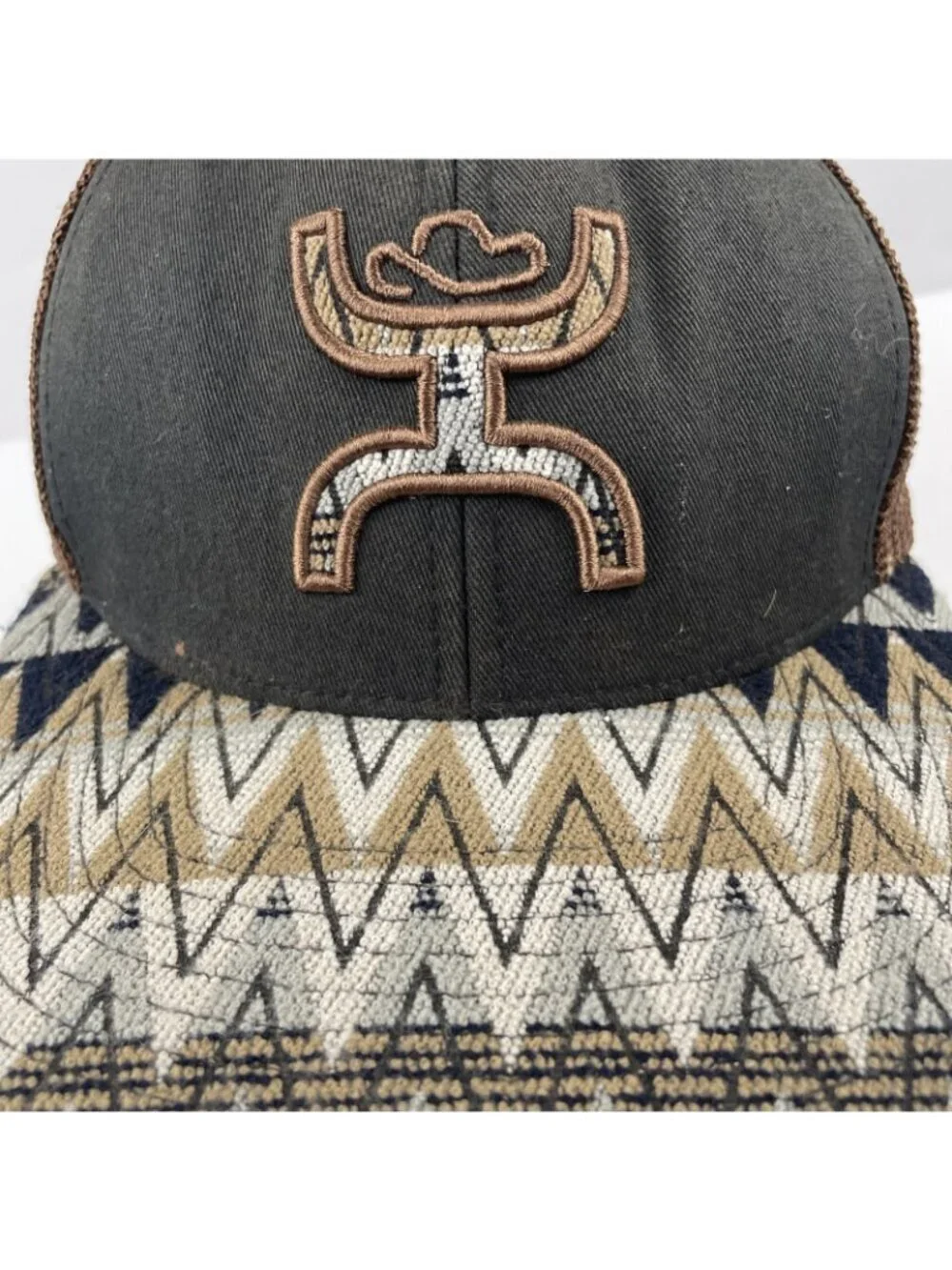 Hooey Trucker Hat Snapback Mesh Back  Aztec Bill Western Cowboy Logo Cap